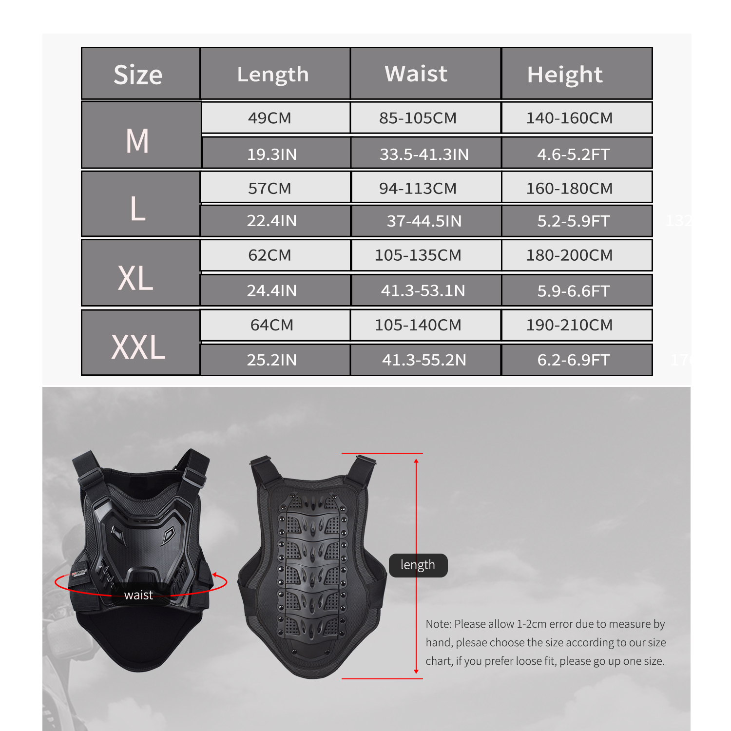 Motorcycle Armor Vest Dirt Bik - Mountain Biking Chest Protector reseña y precio